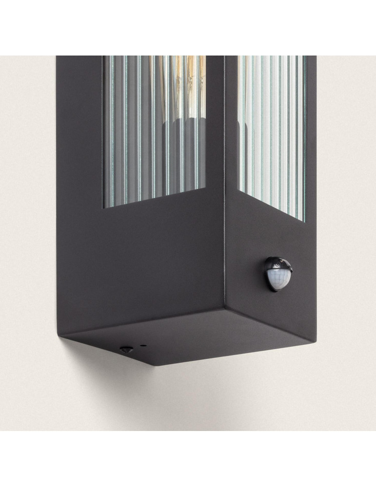 Applique Murale Extérieure Acier Inoxydable et Verre Texturé avec Détecteur de Mouvement Gakom