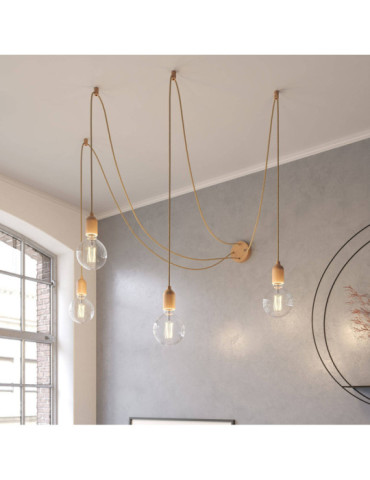 Suspension Textile et Bois Spider Creative-Cables SPL114RN06DCGL