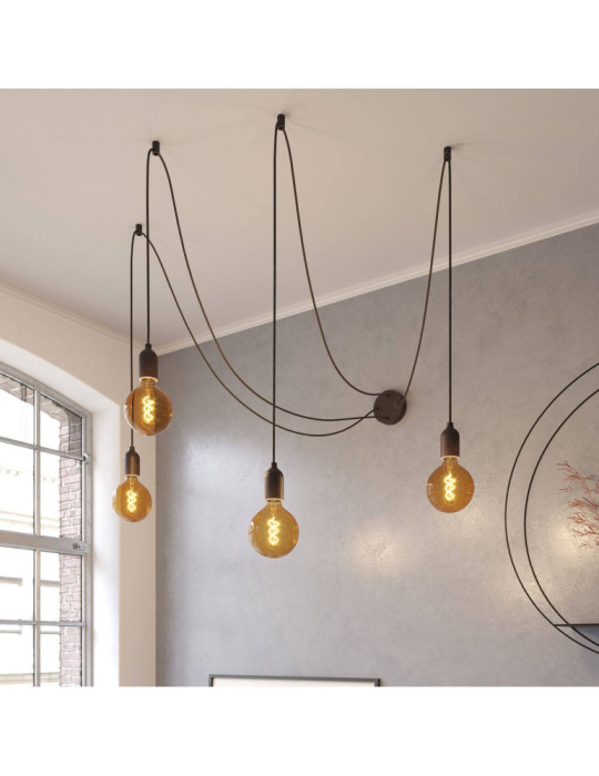 Suspension Textile et Bois Spider Creative-Cables SPL114RN06DCGL