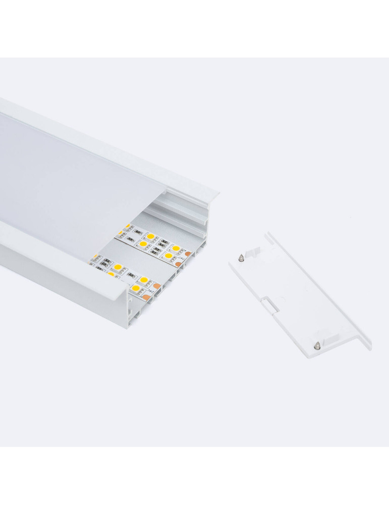 Profilé Aluminium Encastré Grande Taille avec Capot Continu pour Rubans LED jusqu'à 60 mm