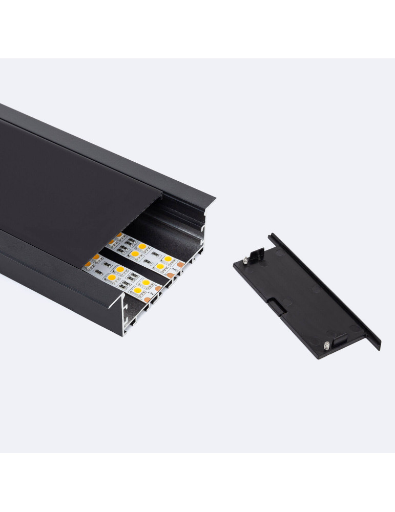 Profilé Aluminium Encastré Grande Taille avec Capot Continu pour Rubans LED jusqu'à 60 mm