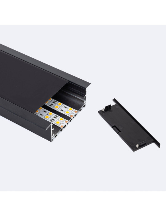 Profilé Aluminium Encastré Grande Taille avec Capot Continu pour Rubans LED jusqu'à 60 mm