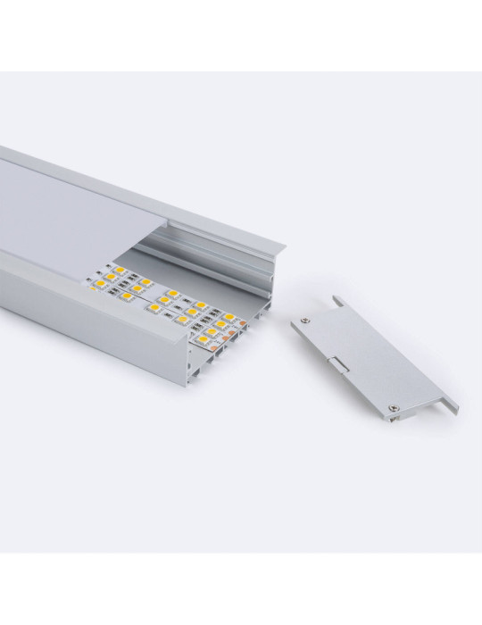 Profilé Aluminium Encastré Grande Taille avec Capot Continu pour Rubans LED jusqu'à 60 mm