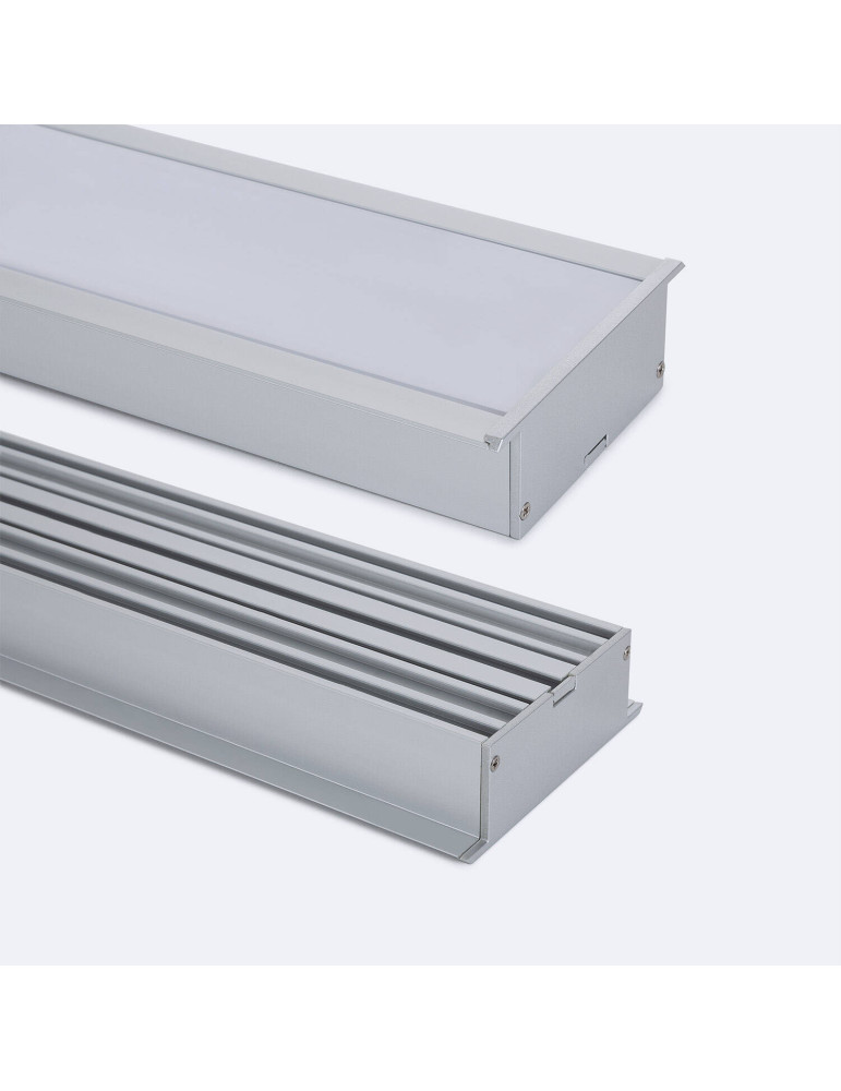 Profilé Aluminium Encastré Grande Taille avec Capot Continu pour Rubans LED jusqu'à 60 mm