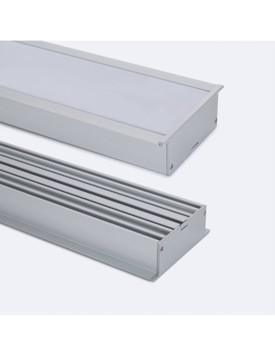 Profilé Aluminium Encastré Grande Taille avec Capot Continu pour Rubans LED jusqu'à 60 mm
