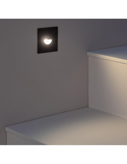 Balise LED Extérieure 2W Encastrable au Mur Carrée Guell Noire