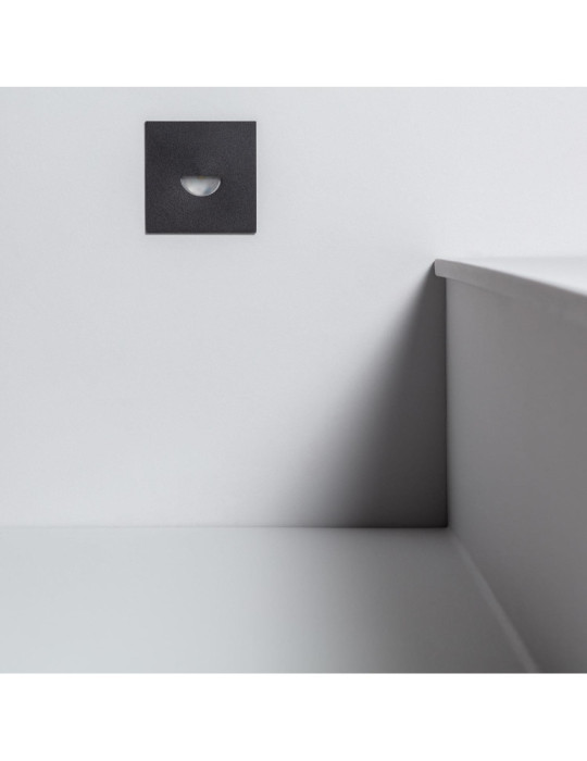 Balise LED Extérieure 2W Encastrable au Mur Carrée Guell Noire