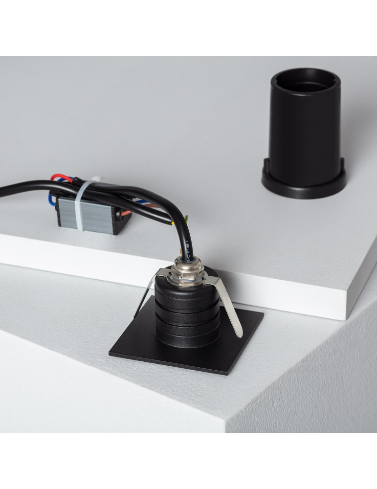 Balise LED Extérieure 2W Encastrable au Mur Carrée Guell Noire