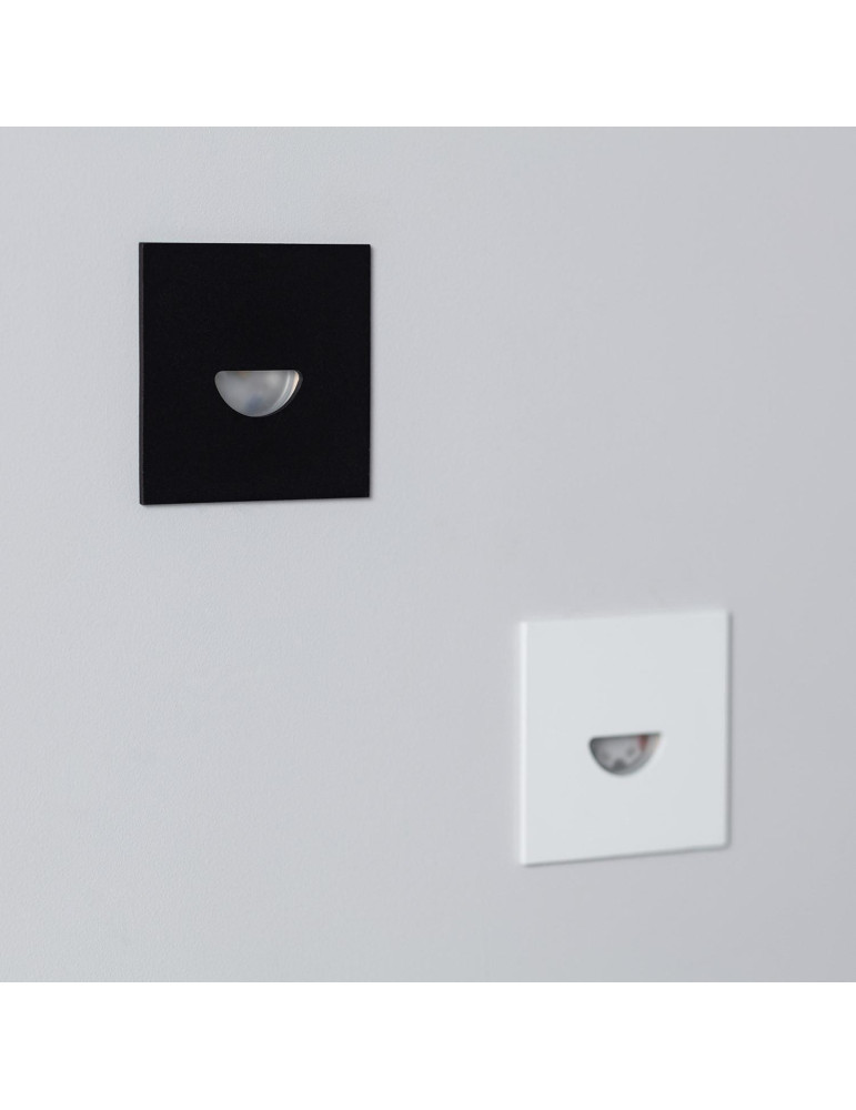 Balise LED Extérieure 2W Encastrable au Mur Carrée Guell Noire