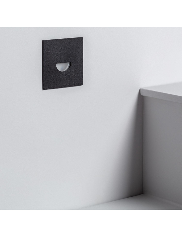Balise LED Extérieure 2W Encastrable au Mur Carrée Guell Noire