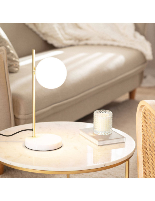 Lampe à Poser Métal et Verre Lune