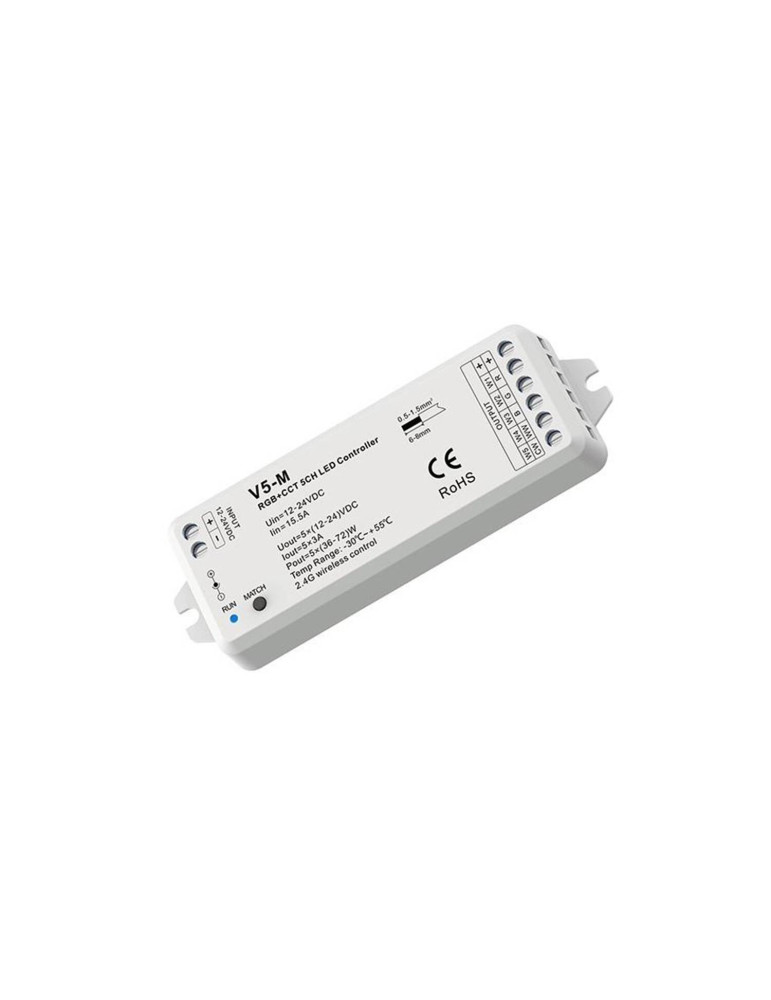 Contrôleur Variateur LED de dernière génération 12/24V DC pour Ruban LED RGBWW Contrôleur Variateur LED de dernière génération 12/24V DC pour Ruban LED RGBWW