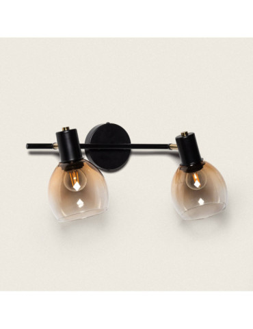 Applique Murale Métal et Verre Abiel 2 Spots