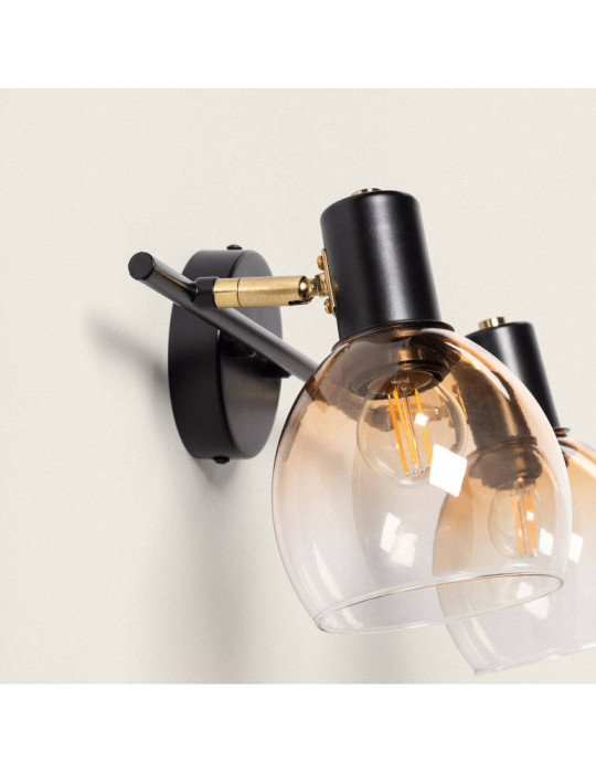 Applique Murale Métal et Verre Abiel 2 Spots