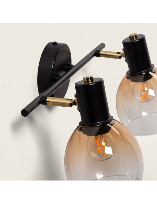 Applique Murale Métal et Verre Abiel 2 Spots