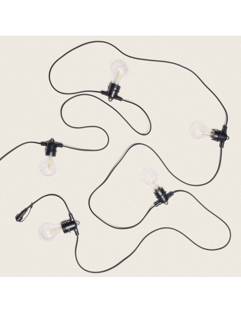 Guirlande Extérieure avec 5m Noire + 5 Ampules Filament LED E27 24V
