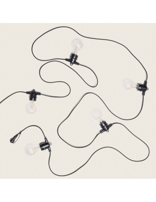 Guirlande Extérieure avec 5m Noire + 5 Ampules Filament LED E27 24V