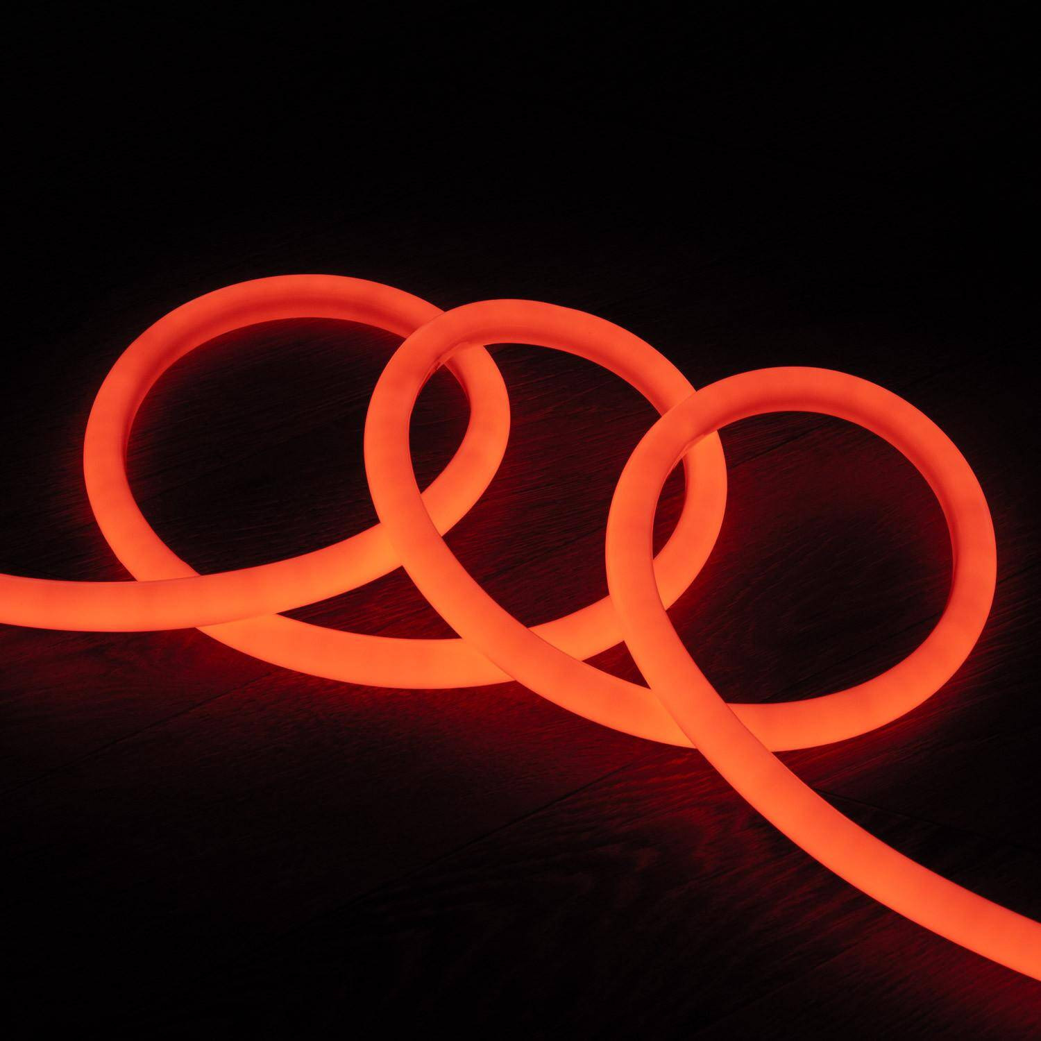 Néon LED Flexible 360º Rond Dimmable 120LED/m 220V AC Orange IP67 Coupe tous les 100cm 5m