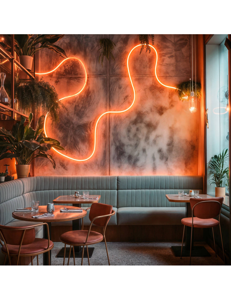 Néon LED Flexible 360º Rond Dimmable 120LED/m 220V AC Orange IP67 sur Mesure Coupe tous les 100cm