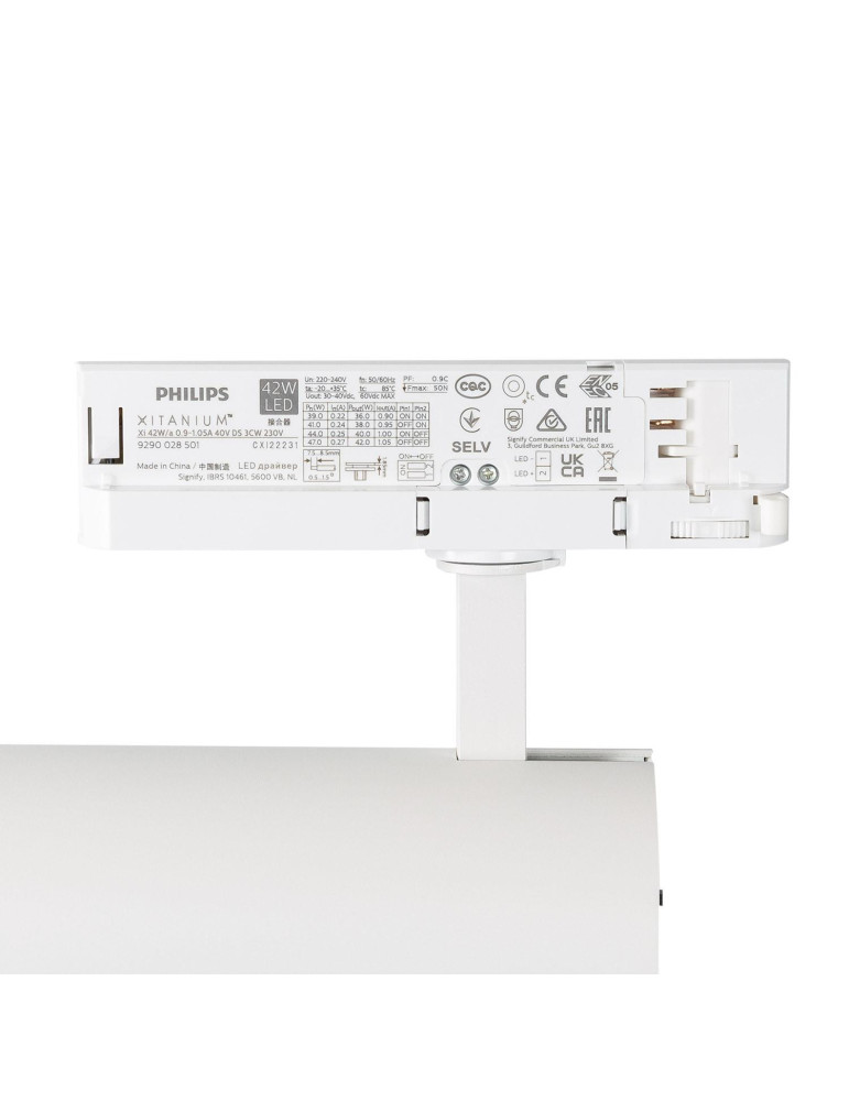 Spot LED sur Rail Triphasé 40W d'Angelo PHILIPS Xitanium Blanc