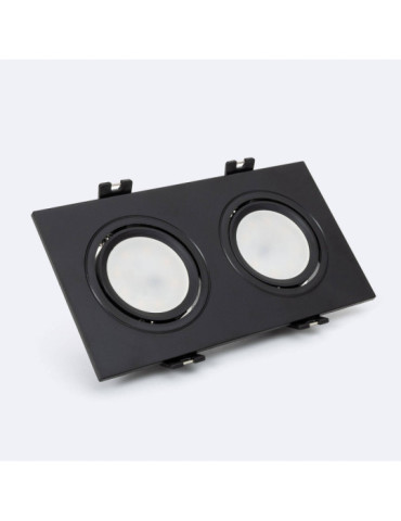 Spot LED Downlight Carré Inclinable GU10 6W Coupe 75x150mm PC