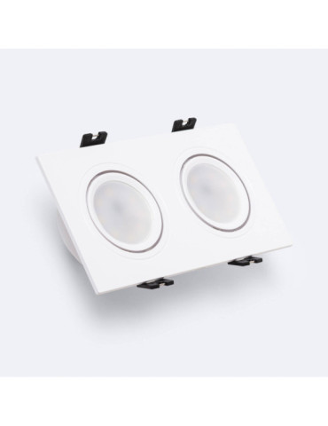Spot LED Downlight Carré Inclinable GU10 6W Coupe 75x150mm PC