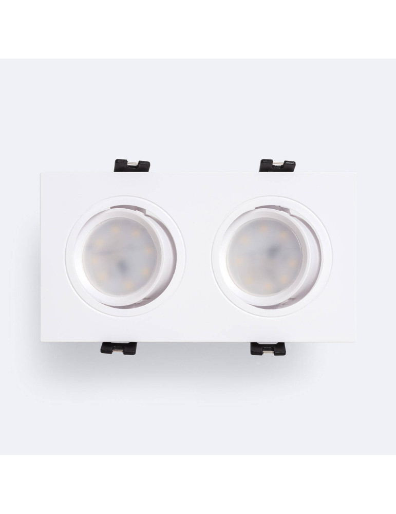 Spot LED Downlight Carré Inclinable GU10 6W Coupe 75x150mm PC