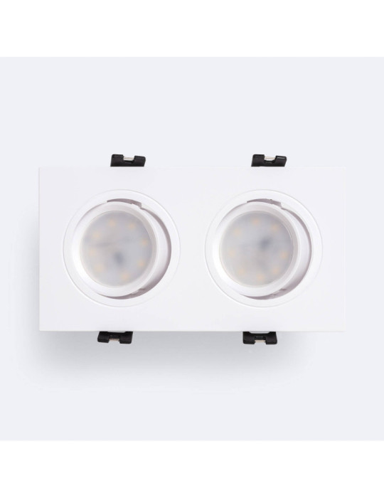 Spot LED Downlight Carré Inclinable GU10 6W Coupe 75x150mm PC