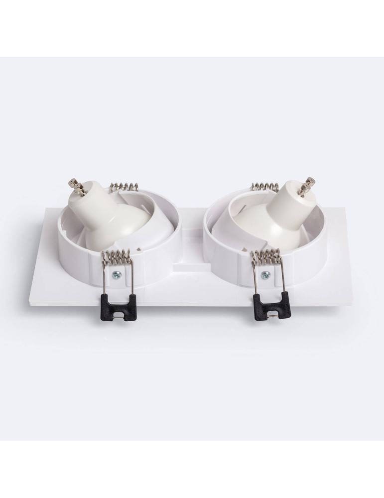 Spot LED Downlight Carré Inclinable GU10 6W Coupe 75x150mm PC