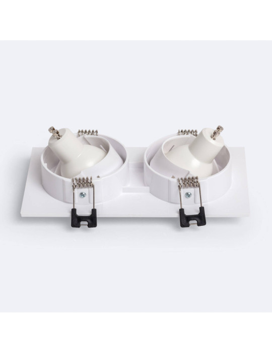 Spot LED Downlight Carré Inclinable GU10 6W Coupe 75x150mm PC