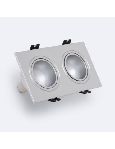 Spot LED Downlight Carré Inclinable GU10 6W Coupe 75x150mm PC