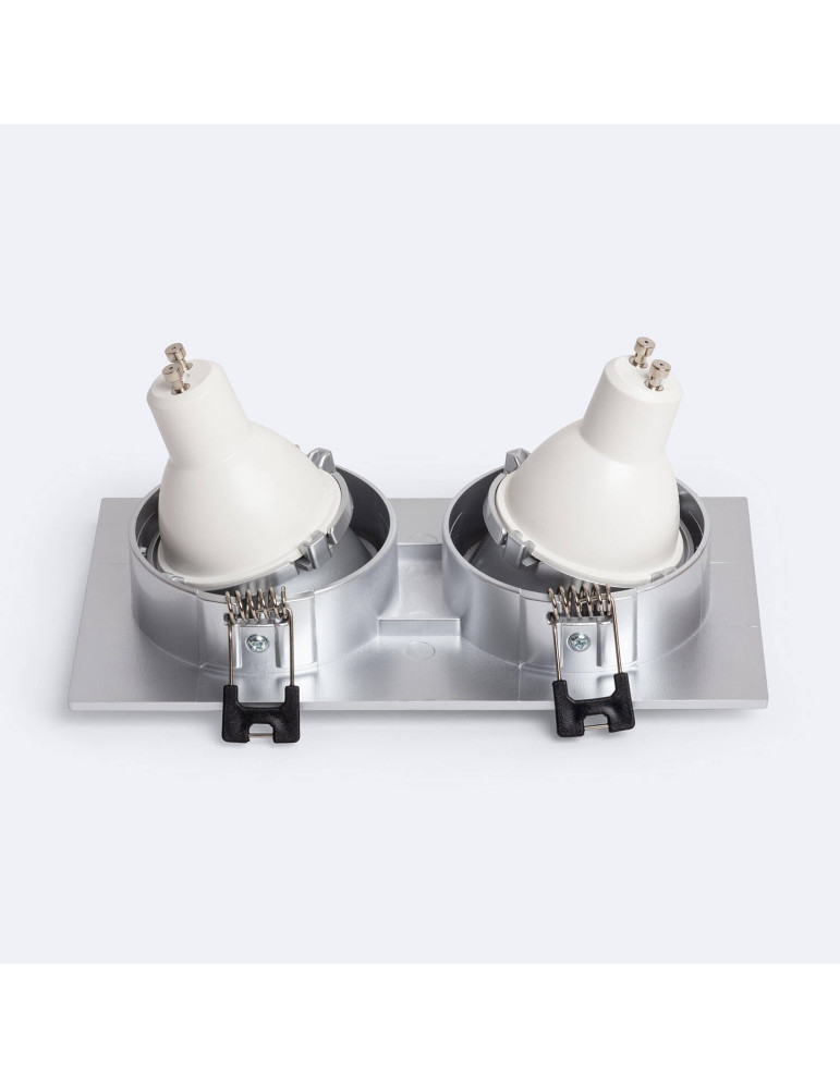 Spot LED Downlight Carré Inclinable GU10 6W Coupe 75x150mm PC
