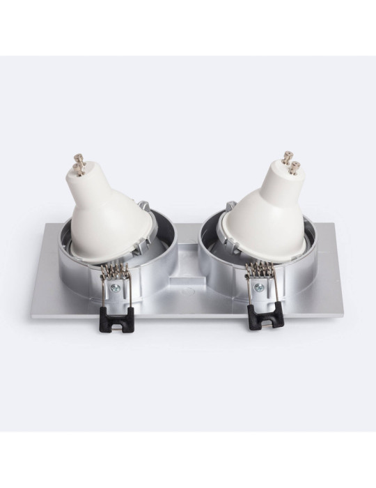 Spot LED Downlight Carré Inclinable GU10 6W Coupe 75x150mm PC