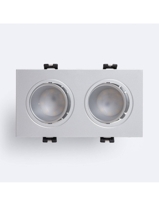 Spot LED Downlight Carré Inclinable GU10 6W Coupe 75x150mm PC