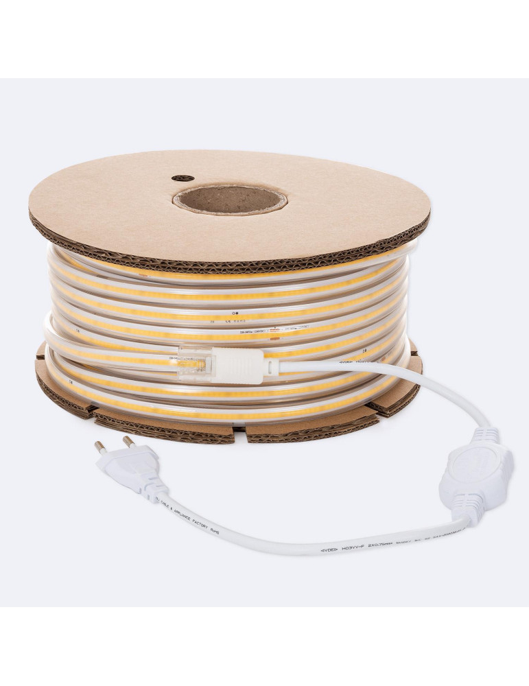 Bobine Ruban LED Dimmable 220V COB 320 LED/m 720 lm/m CRI90 Coupe 50cm Largeur 12mm 50m IP65