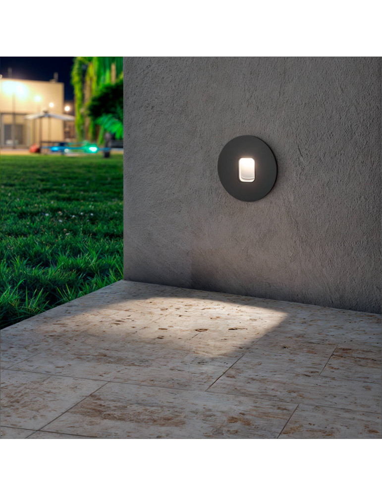 Balise LED Extérieure 2W Encastrable au Mur Ronde Grasset Grise