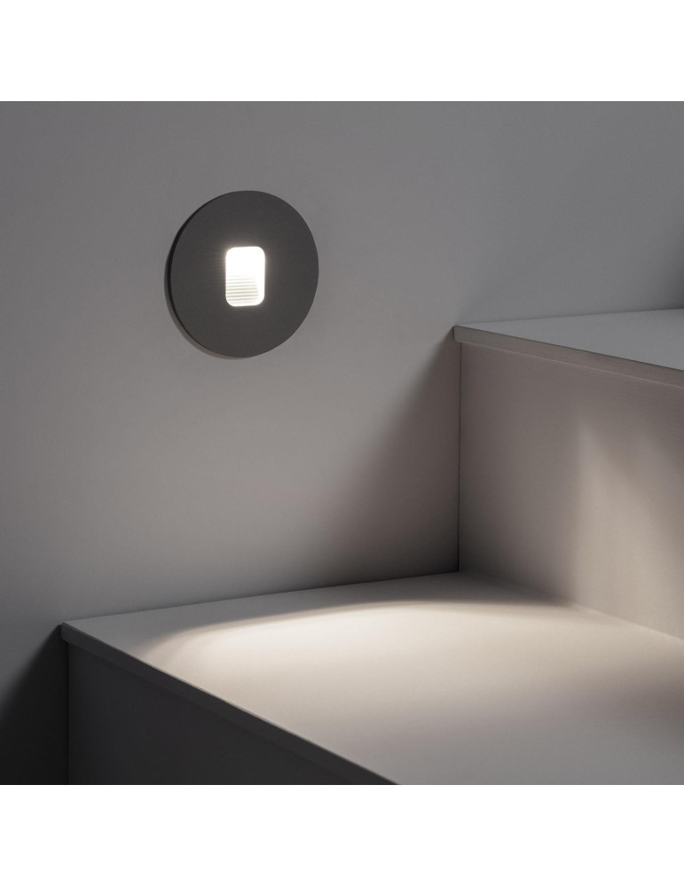 Balise LED Extérieure 2W Encastrable au Mur Ronde Grasset Grise