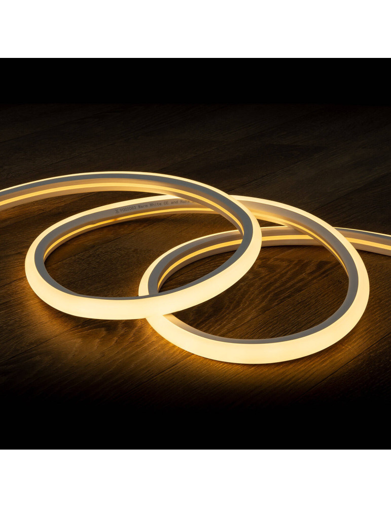Bobine Gaine Néon LED Flexible Dimmable 7.5W/m 220V AC 120 LED/m 50m Semi-circulaire 180° Blanc Chaud IP67 Coupe Tous les 100cm