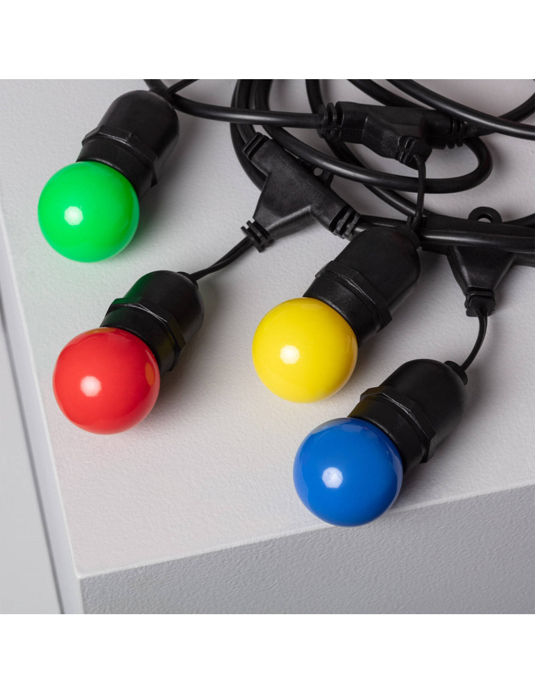 Kit Guirlande Waterproof 5.5m Noire + 8 Ampoules LED E27 G45 3W de Couleurs
