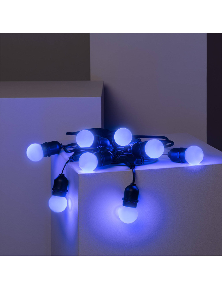 Kit Guirlande Waterproof 5.5m Noire + 8 Ampoules LED E27 G45 3W de Couleurs