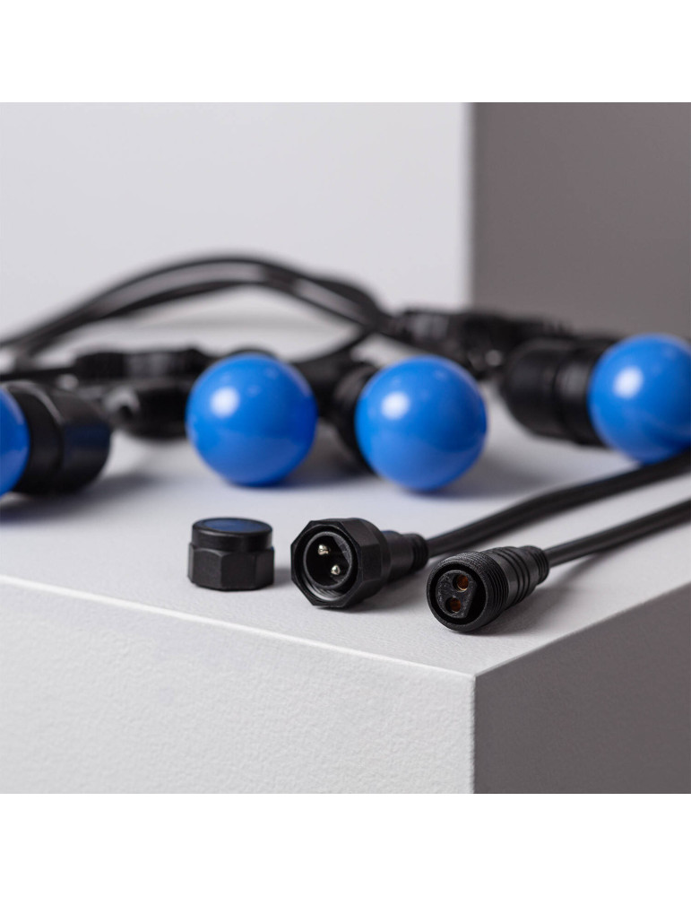 Kit Guirlande Waterproof 5.5m Noire + 8 Ampoules LED E27 G45 3W de Couleurs
