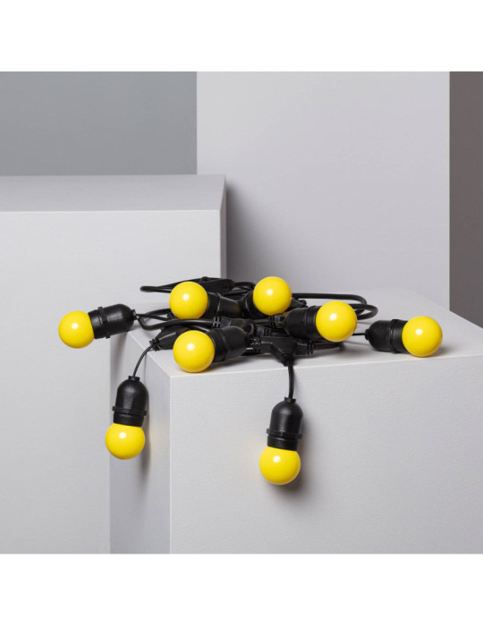 Kit Guirlande Waterproof 5.5m Noire + 8 Ampoules LED E27 G45 3W de Couleurs