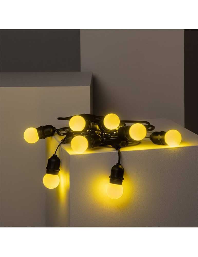 Kit Guirlande Waterproof 5.5m Noire + 8 Ampoules LED E27 G45 3W de Couleurs