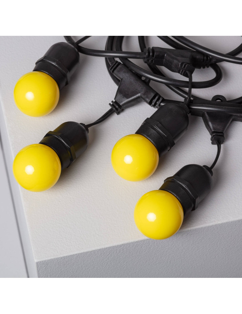 Kit Guirlande Waterproof 5.5m Noire + 8 Ampoules LED E27 G45 3W de Couleurs