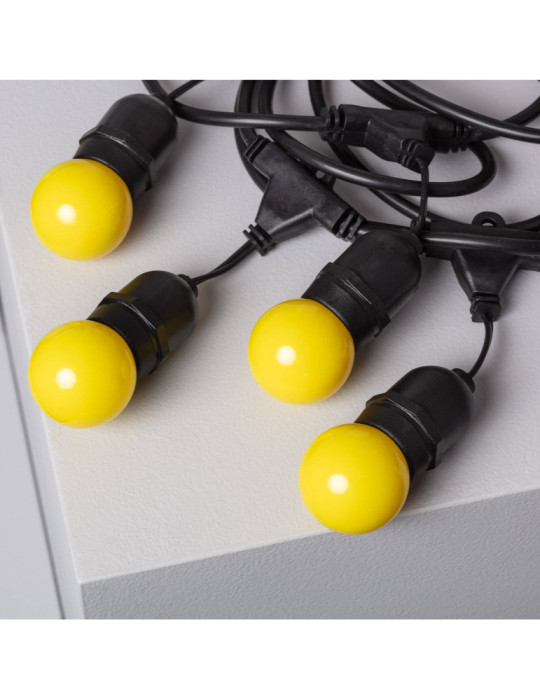 Kit Guirlande Waterproof 5.5m Noire + 8 Ampoules LED E27 G45 3W de Couleurs