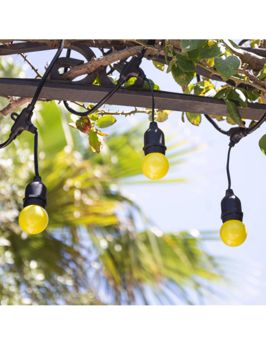 Kit Guirlande Waterproof 5.5m Noire + 8 Ampoules LED E27 G45 3W de Couleurs