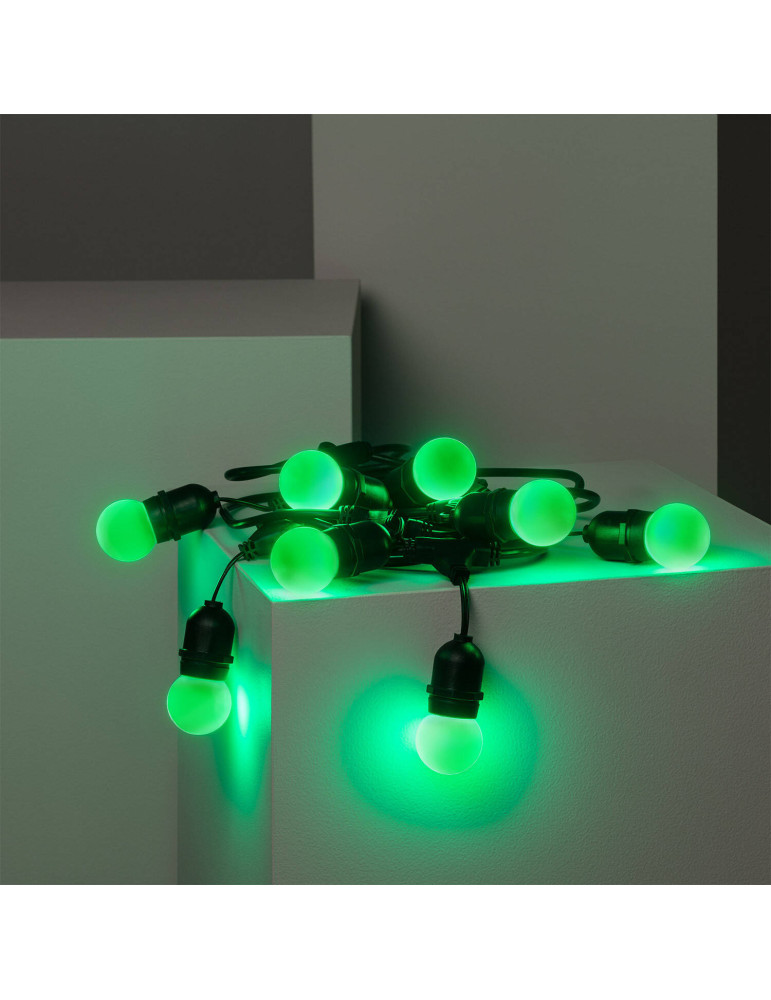 Kit Guirlande Waterproof 5.5m Noire + 8 Ampoules LED E27 G45 3W de Couleurs