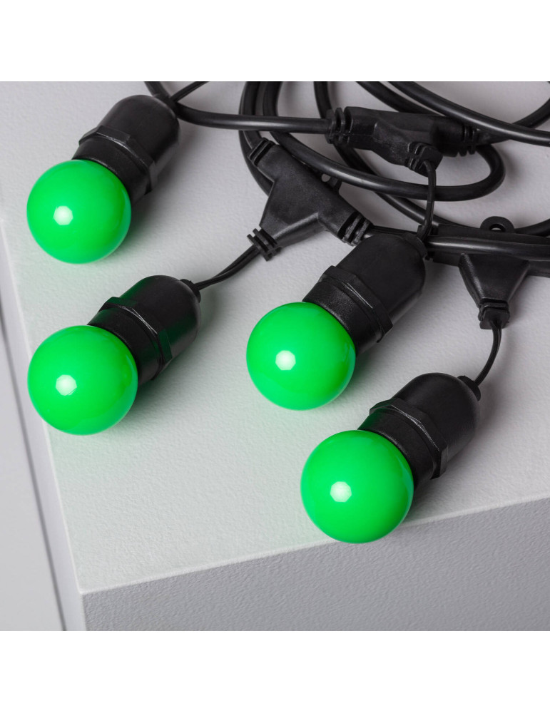 Kit Guirlande Waterproof 5.5m Noire + 8 Ampoules LED E27 G45 3W de Couleurs