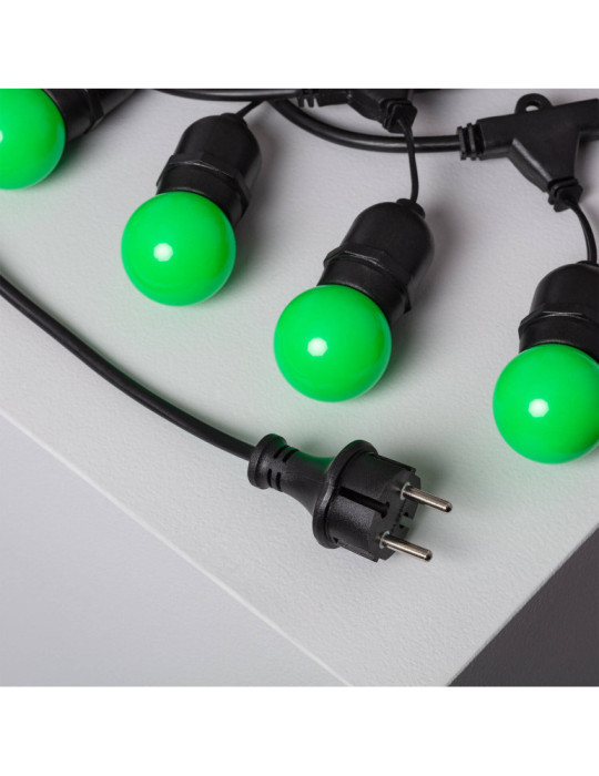 Kit Guirlande Waterproof 5.5m Noire + 8 Ampoules LED E27 G45 3W de Couleurs
