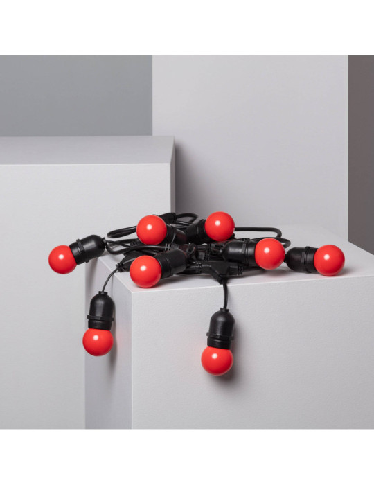 Kit Guirlande Waterproof 5.5m Noire + 8 Ampoules LED E27 G45 3W de Couleurs